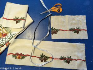 Duken klippet i deler.